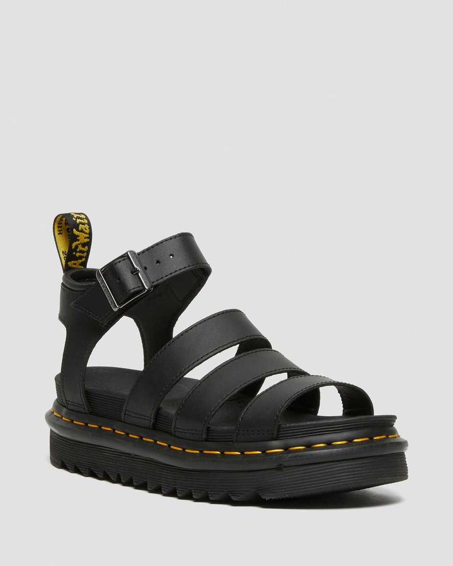 Dr. Martens Blaire Hydro Lær Gladiator Platform Sandaler Dame Svart [8253WDHXR]